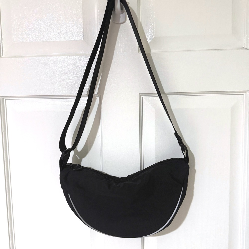 Free People FP Movement Black Nylon Sling Bag Adjustable Logo Strap Crossbody